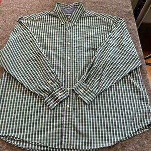 Chaps Men's Easy Care Stretch Shirt Green Plaid Woven Size‎ 3XB Ready To Wear